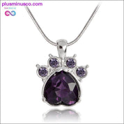 Rhinestone Paw Foot Print Charm Necklace Birthstone Jewelry - plusminusco.com