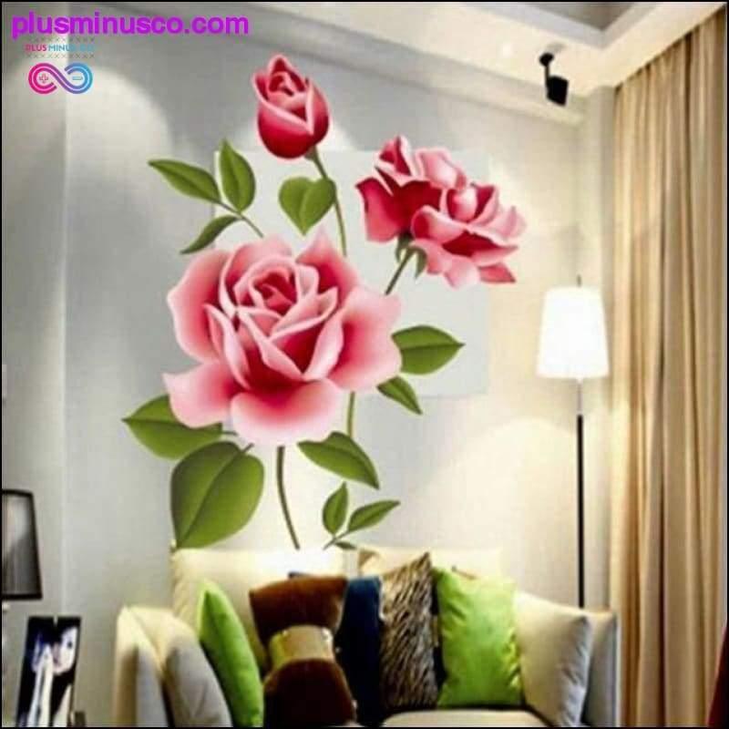 ملصقات حائط ثلاثية الأبعاد رومانسية على شكل وردة الحب لغرفة المعيشة وغرفة النوم - plusminusco.com