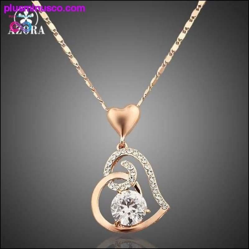 Rose Gold Color Stellux Crystals Heart Pendant Necklace for - plusminusco.com