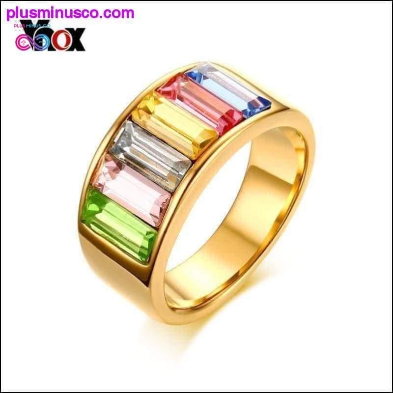 Apaļš daudzkrāsains dārgakmeņu varavīksnes gredzens ir lieliska dāvana - plusminusco.com