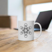 Sacred Geometry, Metatrons Cube Mugs , Sacred Geometry Art White Ceramic Mug - plusminusco.com