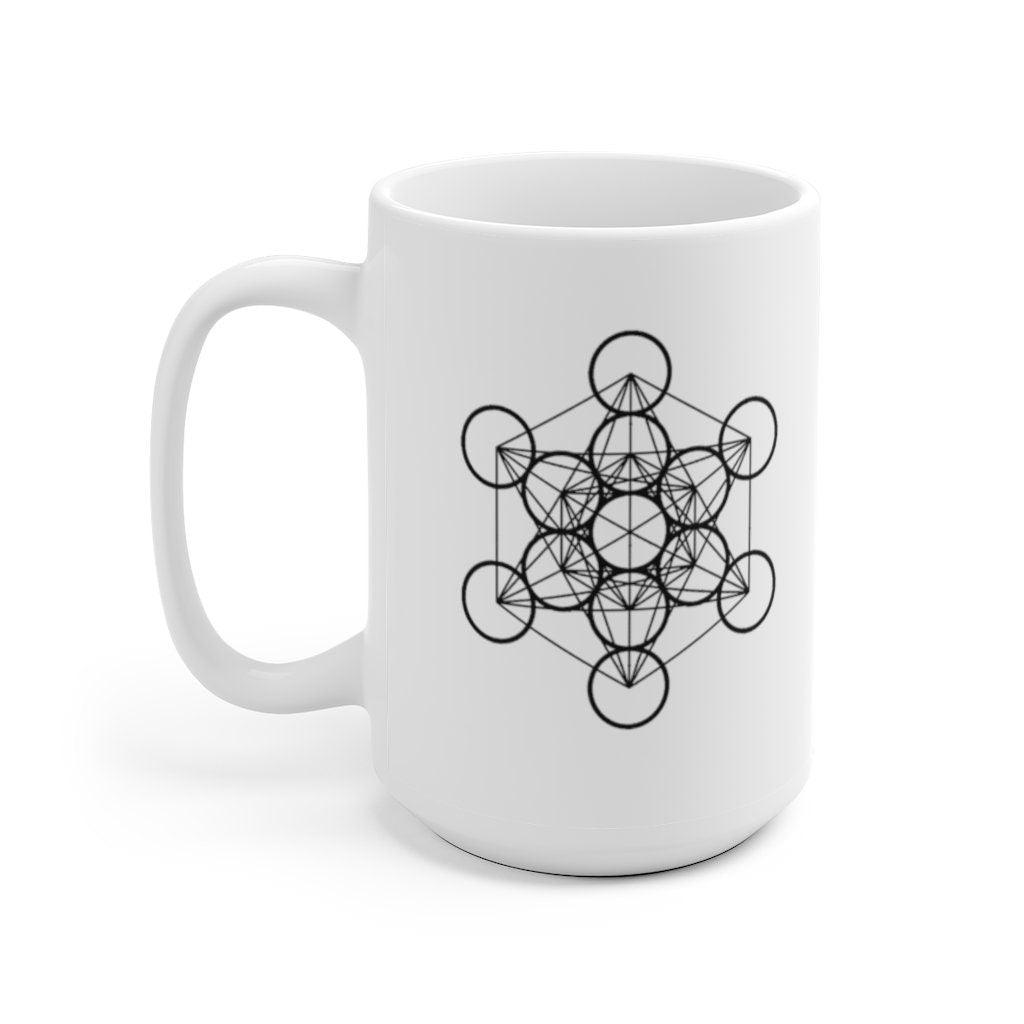 Sacred Geometry, Metatrons Cube Mugs , Sacred Geometry Art White Ceramic Mug - plusminusco.com