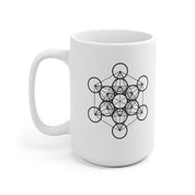 Sacred Geometry, Metatrons Cube Mugs , Sacred Geometry Art White Ceramic Mug - plusminusco.com
