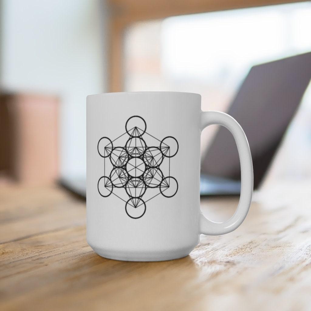 Sacred Geometry, Metatrons Cube Mugs , Sacred Geometry Art White Ceramic Mug - plusminusco.com