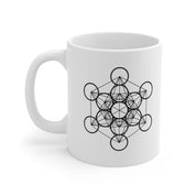 Sacred Geometry, Metatrons Cube Mug , Sacred Geometry Art White Ceramic Mug - plusminusco.com