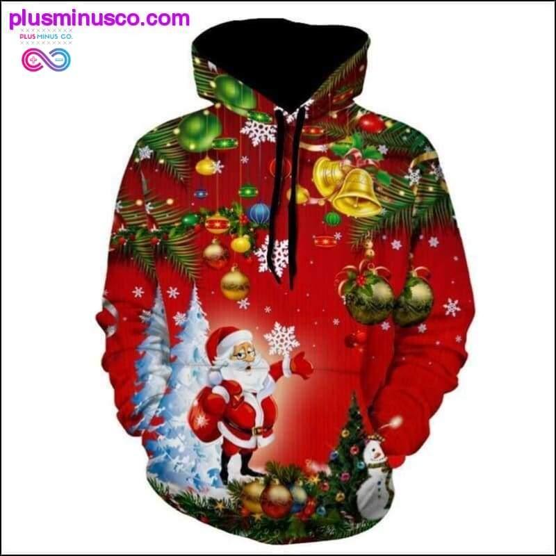 Santa Christmas Tree Jingle Bells Christmas Hoodie 3D - plusminusco.com