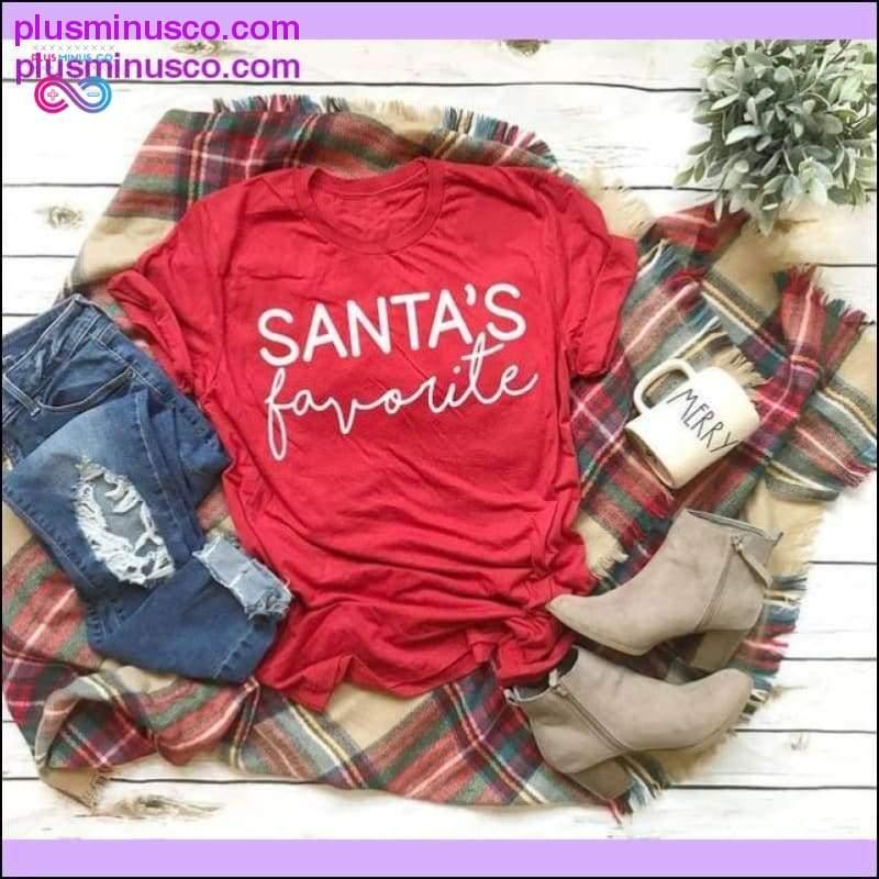 SANTA'S favoriete grappige hipster-T-shirt met kerstthema bij - plusminusco.com