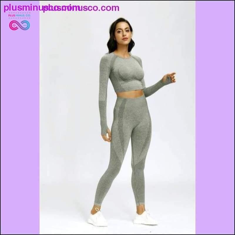 Dikişsiz Yoga Seti Spor Salonu Giyim Fitness Tayt+Kırpılmış - plusminusco.com