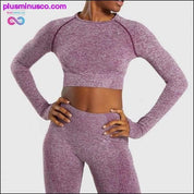 Seamless Yoga Set Gym Clothing Fitness Leggings+Cropped - plusminusco.com