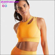 Seamless Yoga Set Women Two 2 Piece Blue Orange Crop top - plusminusco.com