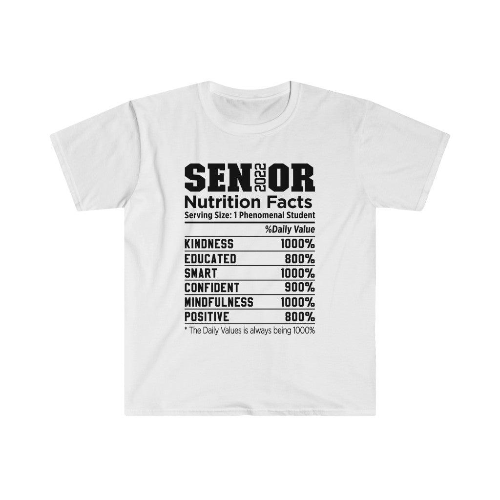 Senior 2022 Nutrition Facts T-Shirts, Committed, Educated, Smart, Confident, Never Quit, positive, graduation gift for class of 2022 - plusminusco.com