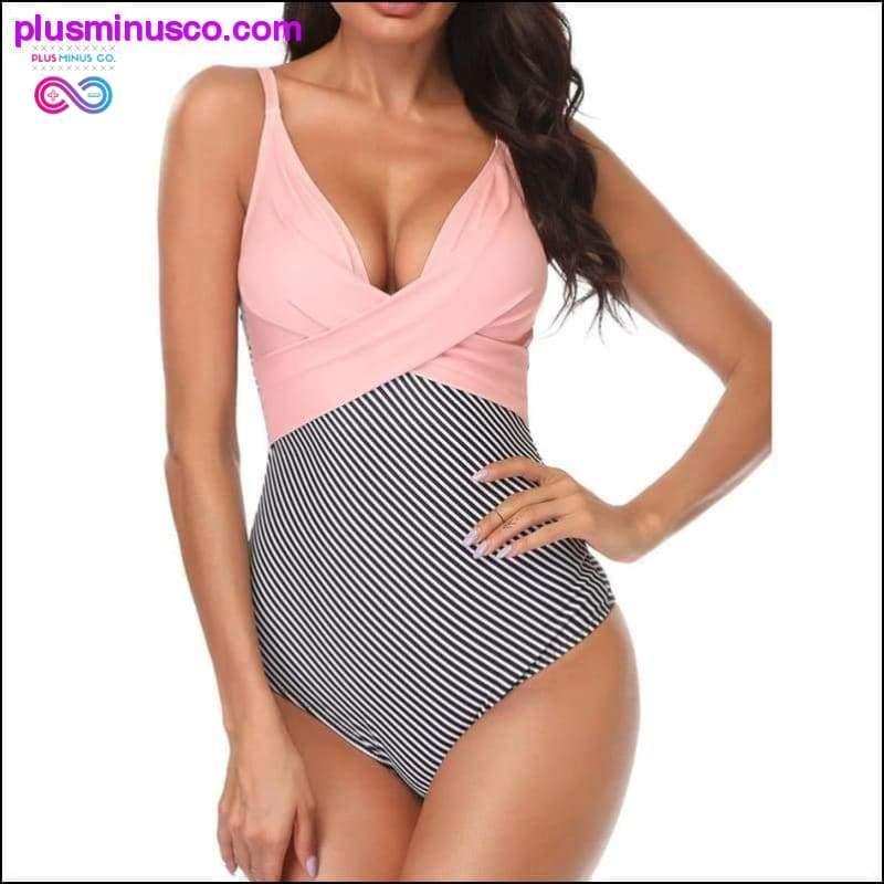 Sexy Deep V Mulheres One Piece Plus Size Swimwear - plusminusco.com
