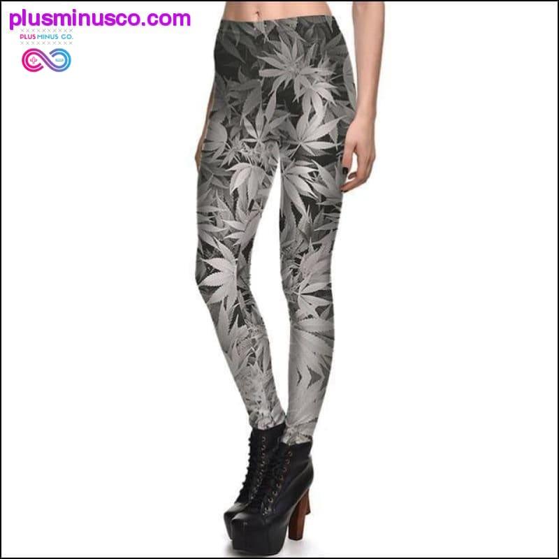 Pantaloni a matita da ragazza sexy Nero Bianco Weed Maple Leaf stampato - plusminusco.com