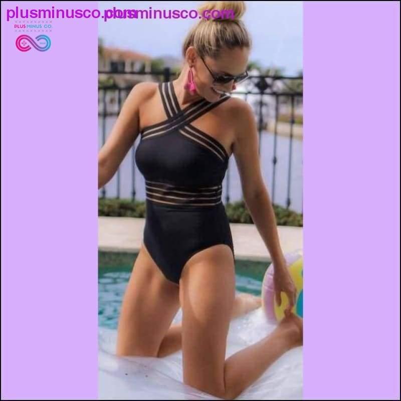 Сексуальний суцільний жіночий купальник з високою шиєю і пов'язкою на спині - plusminusco.com