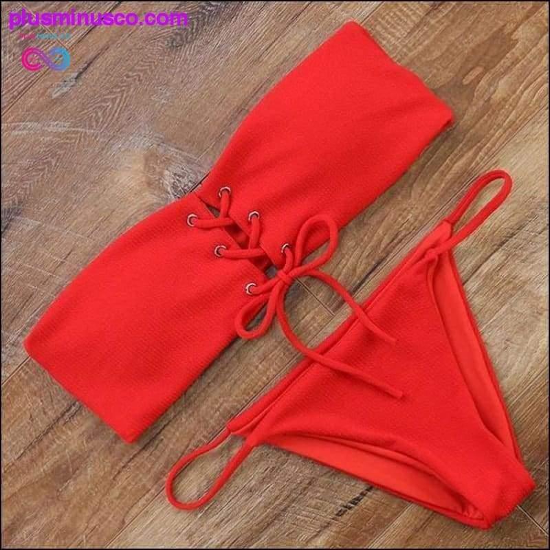 Bikini Strapless Seksi Set Off Bahu - plusminusco.com