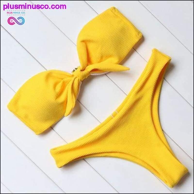 Seksowne bikini bez ramiączek z odkrytymi ramionami – plusminusco.com