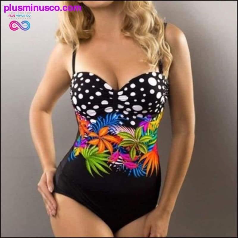 Sexy Striped Floral One Piece Large Swimsuits - plusminusco.com