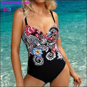 Seksi jednodijelni veliki kupaći kostimi na pruge s cvjetnim motivima - plusminusco.com
