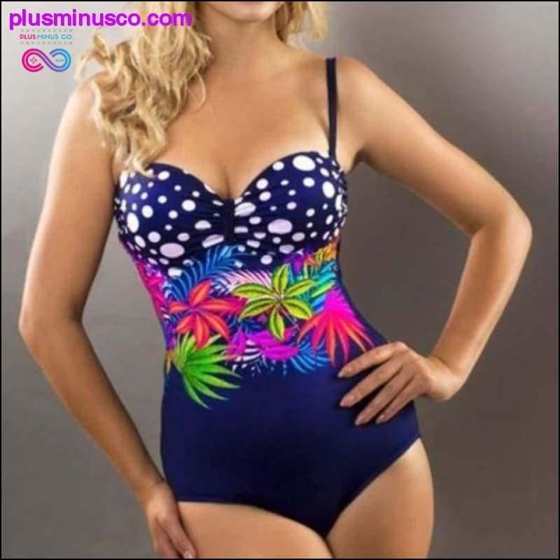 Sexy Striped Floral One Piece Large Swimsuits - plusminusco.com