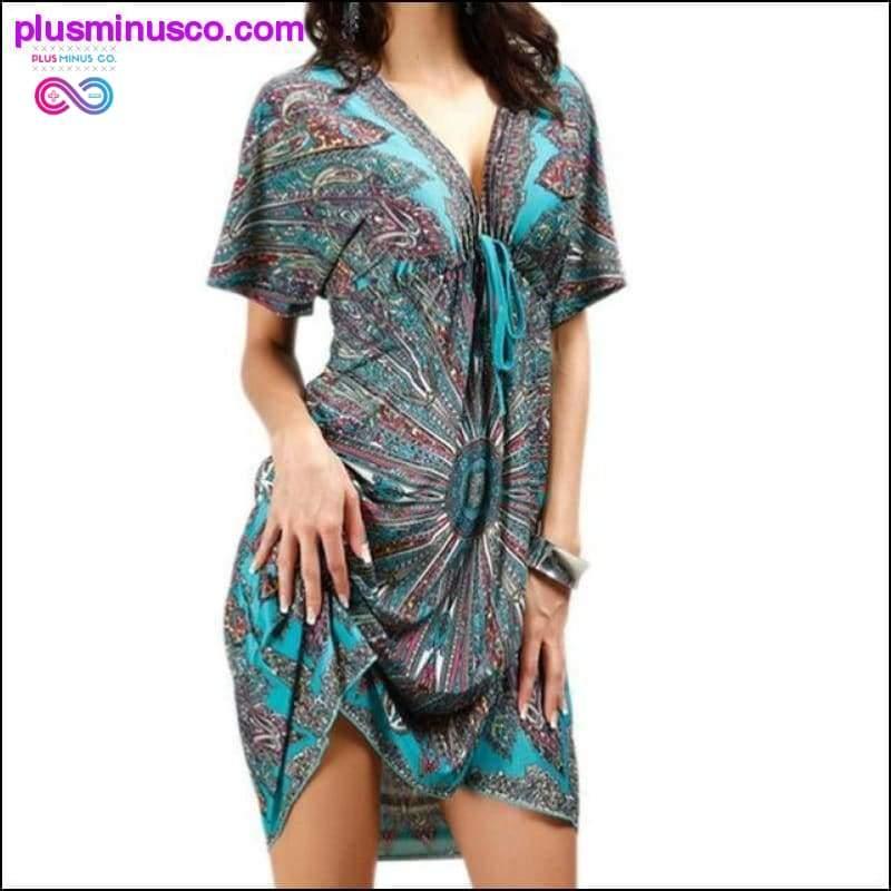 Sexy Summer Soft Women V Neck Flower Print Beach Dress - plusminusco.com