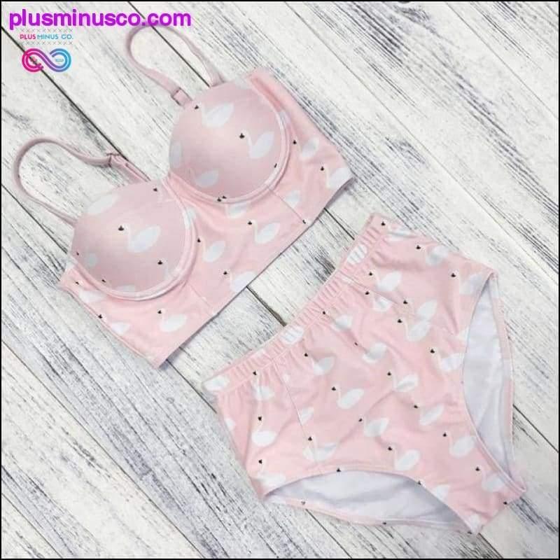 Sexy Push-Up-Bikini mit Vintage-Blumendruck und hoher Taille – plusminusco.com