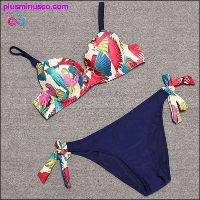 Sexy vintage print Bikinis 2020 push up Bikini set Female - plusminusco.com