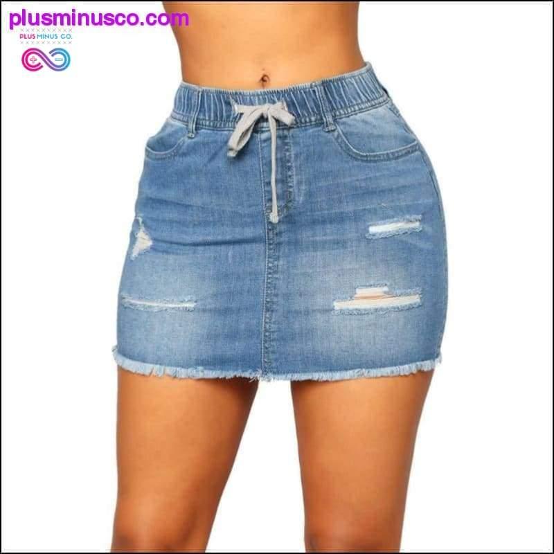 Sexy Women Fashion Elastic High Waist denim skirts Pockets - plusminusco.com