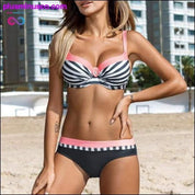 Sexy Women Striped Patchwork Bathing Suit - plusminusco.com