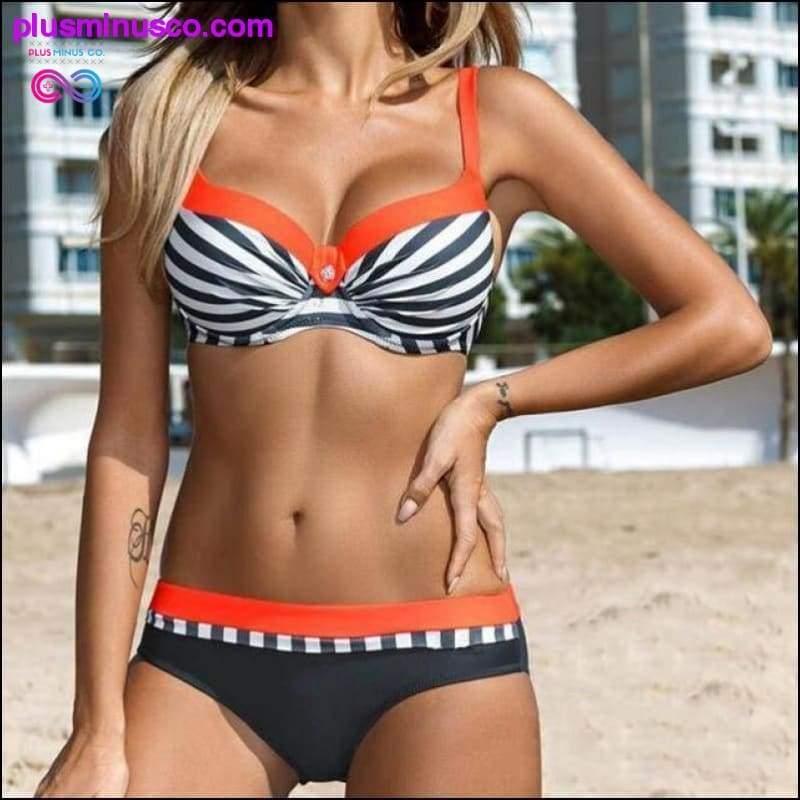 Sexy Women Striped Patchwork Bathing Suit - plusminusco.com