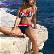 Sexy Women Striped Patchwork Bathing Suit - plusminusco.com