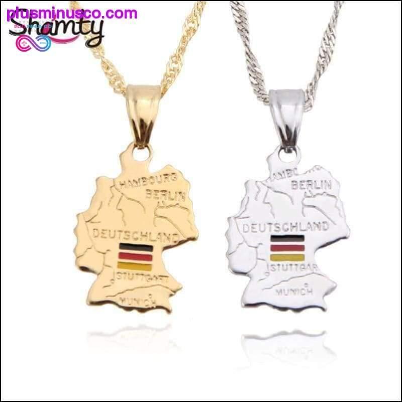 Shamty Deutschland Map Flag Necklace Pendants Pure Gold - plusminusco.com