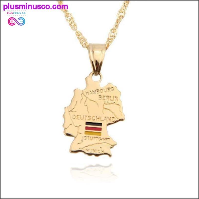 Shamty Deutschland Karte Flagge Halskette Anhänger Reines Gold - plusminusco.com