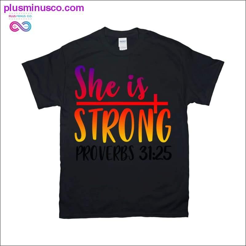 She is Strong Inspirerende T-skjorter - plusminusco.com