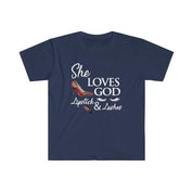 She Loves God Lipstick & Lashes T-Shirts - plusminusco.com