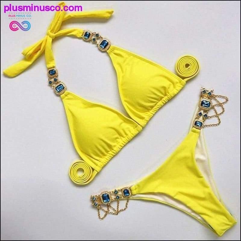 Traje de baño de diamantes brillantes Bikini de cristal Mujer brasileña - plusminusco.com