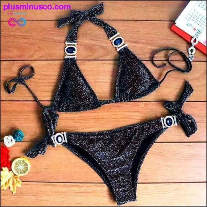 Блискучий діамантовий купальник Crystal Bikini Women Brazilian - plusminusco.com