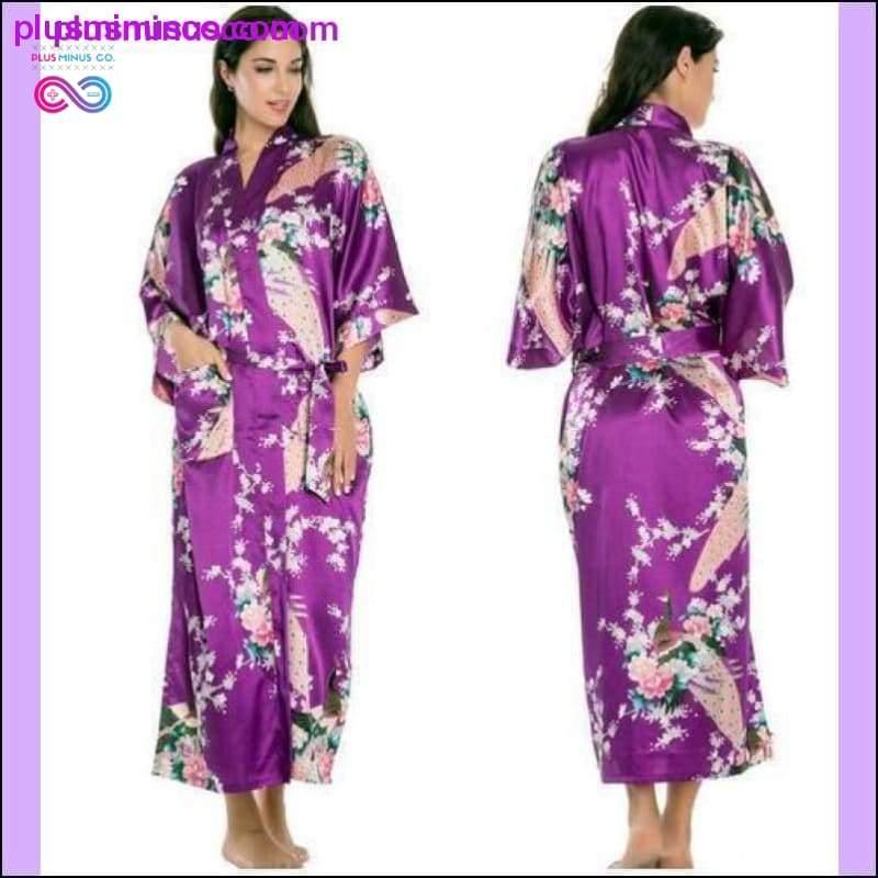 Šilkinis kimono chalatas, moteriškas satino chalatas Šilko chalatai nakties - plusminusco.com
