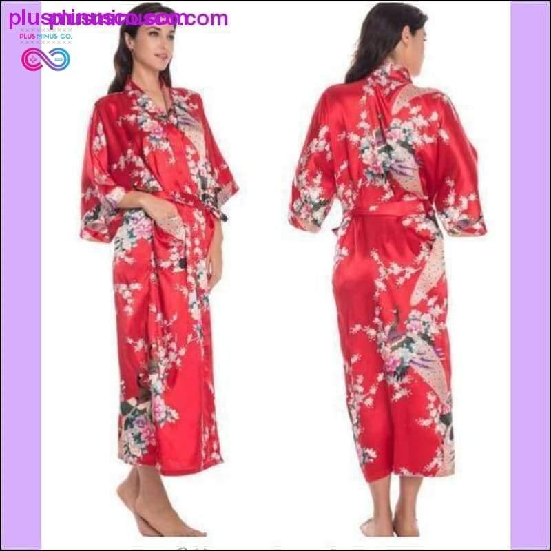 Robă Kimono din Mătase Halat de baie Femei Robă Satin Robe Mătase Noapte - plusminusco.com