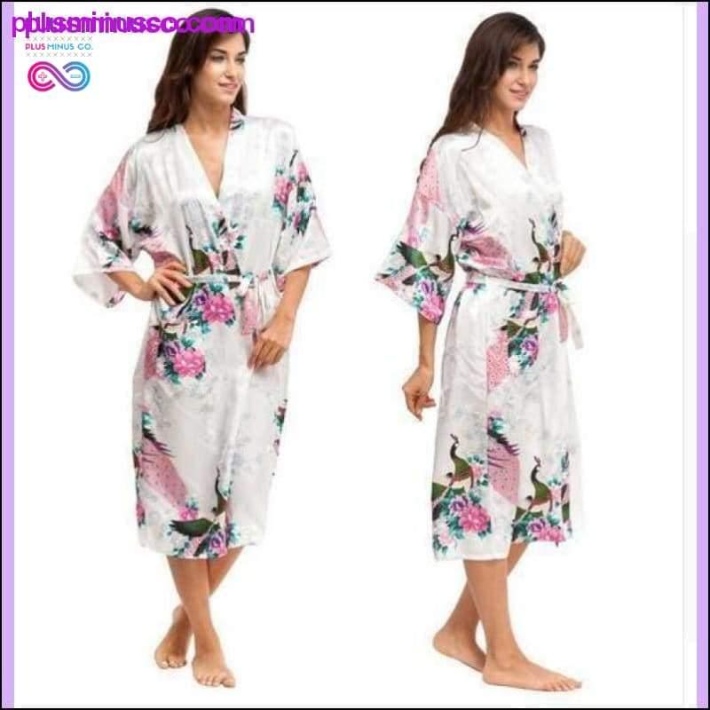 Silk Kimono Robe Bathrobe Women Satin Robe Silk Robe Night - plusminusco.com