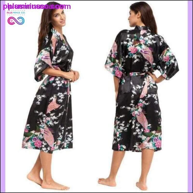 Robe Kimono en Soie Peignoir Femme Robe en Satin Robes de Soie Nuit - plusminusco.com