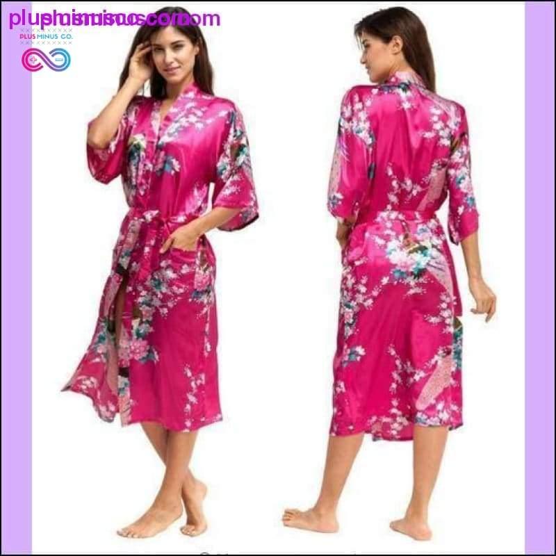 Bata de kimono de seda Albornoz Mujer Bata de satén Batas de seda Noche - plusminusco.com