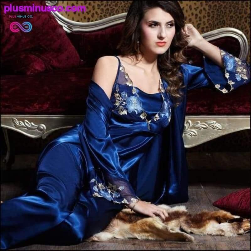 Піжамний комплект із шовкового атласу: сексуальний атласний шовковий одяг для сну - plusminusco.com
