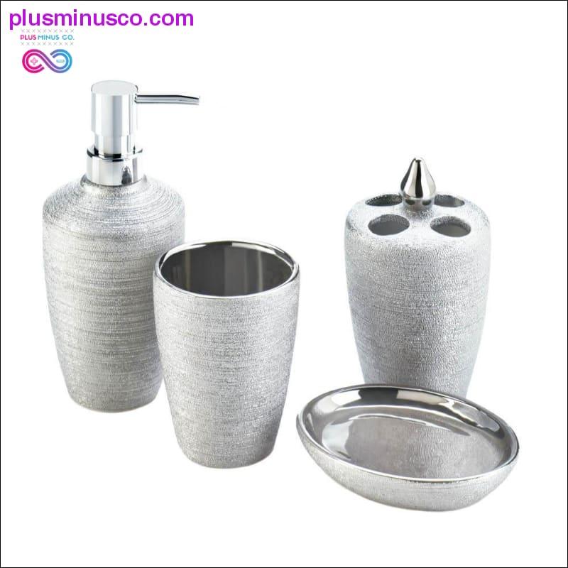 Silver Shimmer Bath Accessory Set ll Plusminusco.com - plusminusco.com