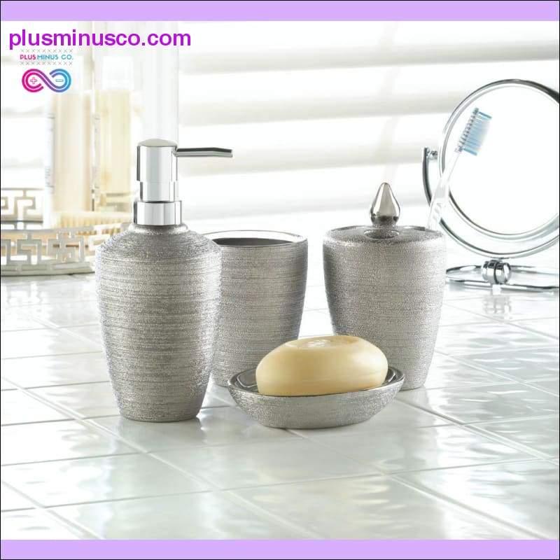 Silver Shimmer Bath Accessory Set ll Plusminusco.com - plusminusco.com