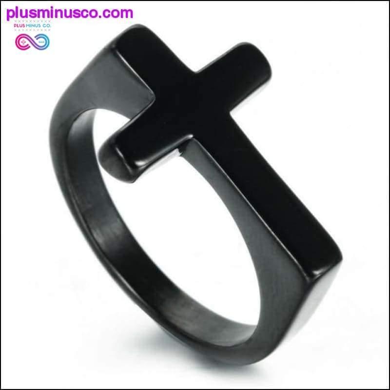Прості кільця з хрестиком для чоловіків, хлопчик, розп'яття, золото, чорне срібло - plusminusco.com