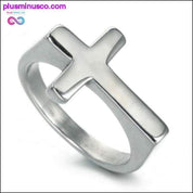 Simple Cross Rings for Men Boy Crucifix Gold Black Silver - plusminusco.com