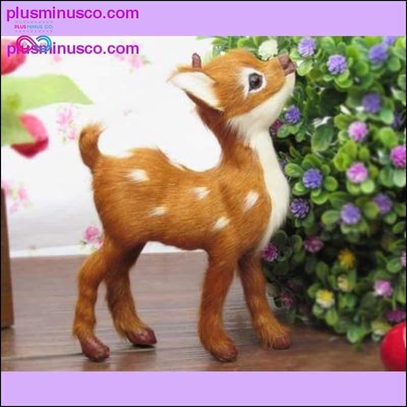 simualtion deer toy model about 14x11cm plastic& real furs - plusminusco.com