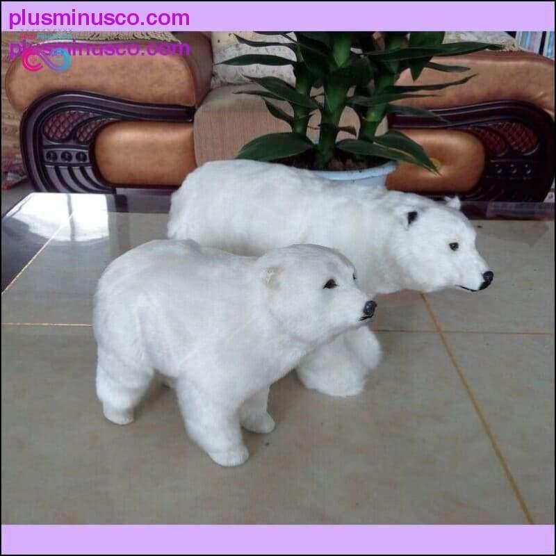 Imitācijas dzīvnieku modelis polārlāča rotaļlieta, polietilēns un kažokādas, sintētisks pūkains dzīvnieku rotājums polārlācis - plusminusco.com