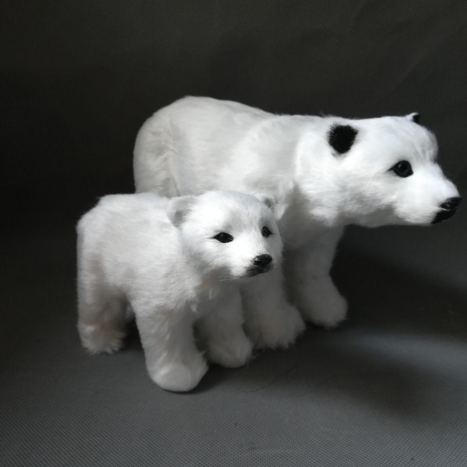 Simulation Animal Model Polar Bear Toy Polyethylene and Furs, Synthetic Furry Animal Dekorasyon polar bear - plusminusco.com