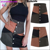 Single Breasted Patchwork Knee-Length A-Line Skirts at - plusminusco.com